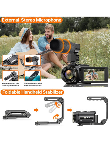 Cámara de Video 5K NINIVISION 48MP WiFi Pantalla Táctil 3"