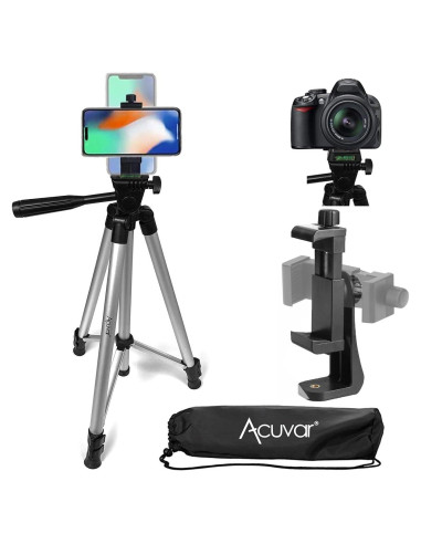 Trípode Acuvar 127 cm para Smartphone y Cámara con Montura Rotativa
