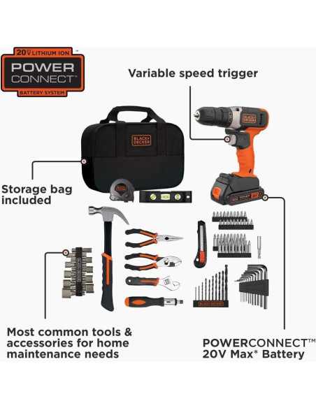 Kit de Herramientas 84 Piezas BDPK70284C1AEV BLACK+DECKER Kit de Herramientas 84 Piezas BDPK70284C1AEV BLACK+DECKER