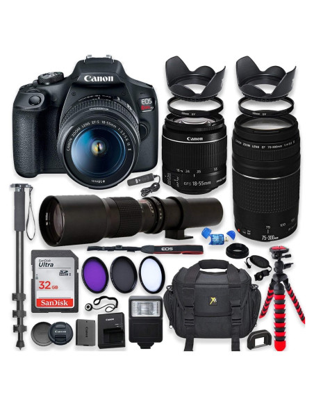 Cámara DSLR Canon EOS Rebel T7 + Lentes 18-55mm y 75-300mm Cámara DSLR Canon EOS Rebel T7 + Lentes 18-55mm y 75-300mm
