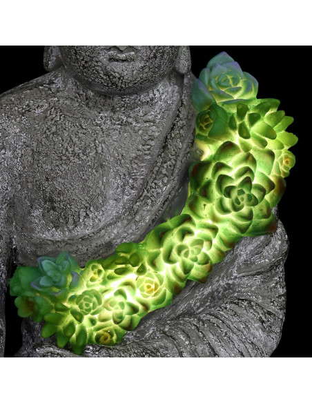 Estatua de Jardín Buda Exhart Solar con Suculentas LED 36.8 cm Estatua de Jardín Buda Exhart Solar con Suculentas LED 36.8 cm