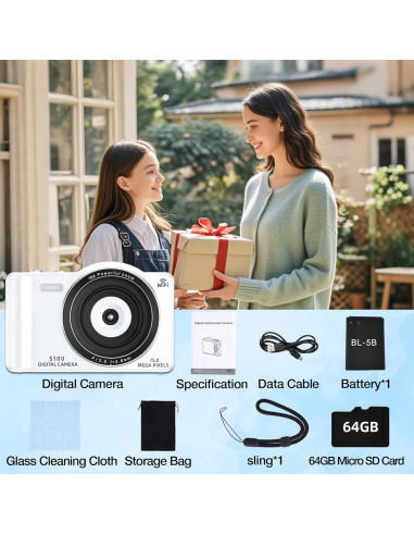 Cámara Digital Luluckck Cary-white S100 75MP 4K WiFi 64GB