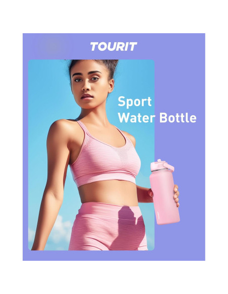 Botella de Agua Aislada Tourit 0.95L Acero Inoxidable Negro Botella de Agua Aislada Tourit 0.95L Acero Inoxidable Negro