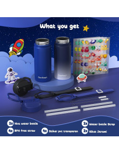 Botella de Agua Gonfoam para Niños 500ml con Pajilla y Stickers 2