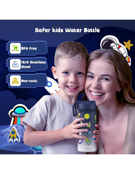 Botella de Agua Gonfoam para Niños 500ml con Pajilla y Stickers Botella de Agua Gonfoam para Niños 500ml con Pajilla y Stickers