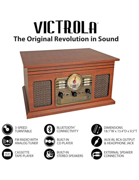 Victrola Nostálgico 6-en-1 Reproductor de Vinilo Caoba Victrola Nostálgico 6-en-1 Reproductor de Vinilo Caoba