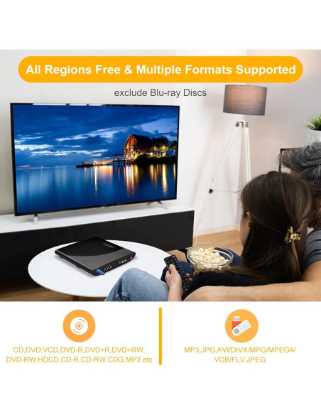 Reproductor de DVD Famishow Slot-in 1080P HD Libre de Regiones Reproductor de DVD Famishow Slot-in 1080P HD Libre de Regiones