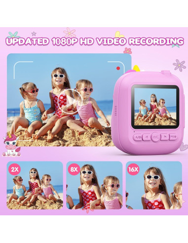Cámara Instantánea para Niños CAMCLID 12MP 1080P Púrpura