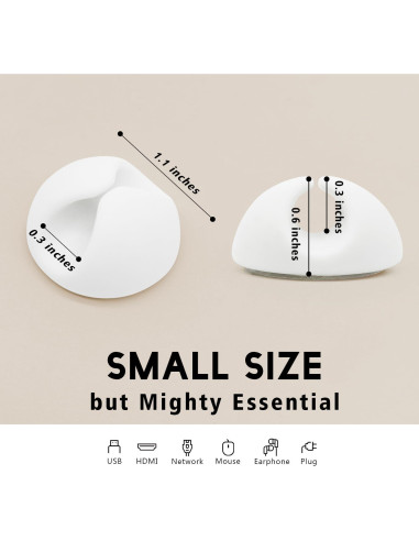 Clips Adhesivos para Cables SmiLife 9 PCS Blanco 2.79 cm