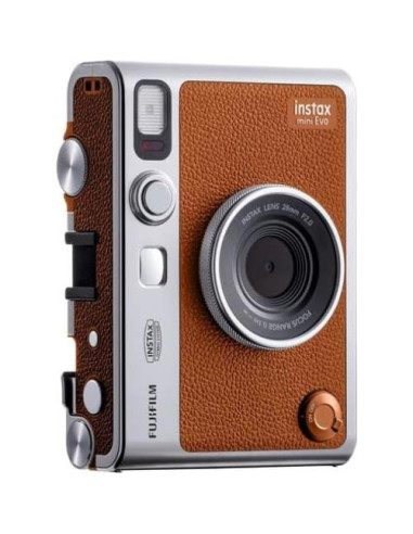 Cámara Instantánea Híbrida Fujifilm INSTAX Mini EVO Marrón + Película 60 Exposiciones + Tarjeta 128GB