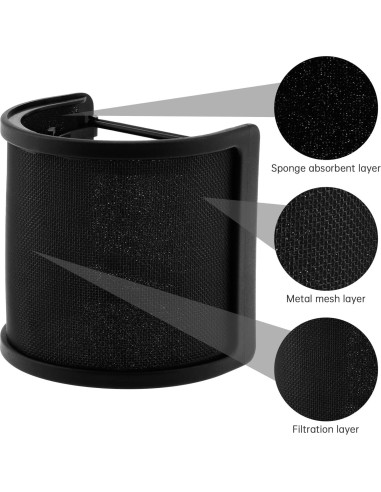 Filtro Pop RTNLIT para Micrófono 35-50mm, 3 Capas, Compatible HyperX