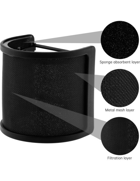 Filtro Pop RTNLIT para Micrófono 35-50mm, 3 Capas, Compatible HyperX Filtro Pop RTNLIT para Micrófono 35-50mm, 3 Capas, Compatible HyperX