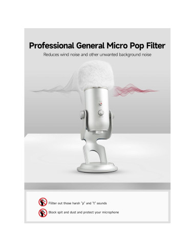 Filtro Pop Muff de Viento Peludo Blanco para Blue Yeti