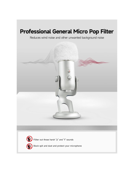 Filtro Pop Muff de Viento Peludo Blanco para Blue Yeti Filtro Pop Muff de Viento Peludo Blanco para Blue Yeti