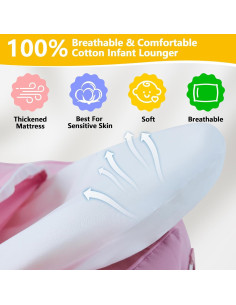 Lounger portátil para bebés 100% algodón gris - Lavable a máquina 2