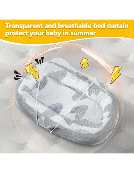 Lounger portátil para bebés 100% algodón gris - Lavable a máquina Lounger portátil para bebés 100% algodón gris - Lavable a máquina