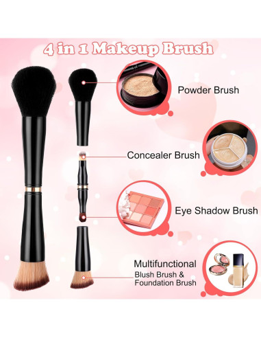 Juego de Brochas de Maquillaje 4 en 1 Yolev con Estuche