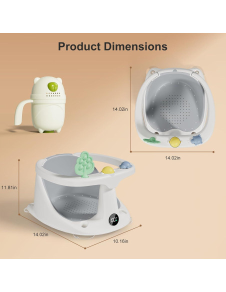Asiento de Baño para Bebés DZMDIP Gris con Termómetro Asiento de Baño para Bebés DZMDIP Gris con Termómetro