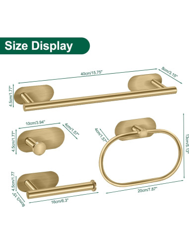 Juego de Accesorios de Baño HOHOWU 4 Piezas Oro Cepillado