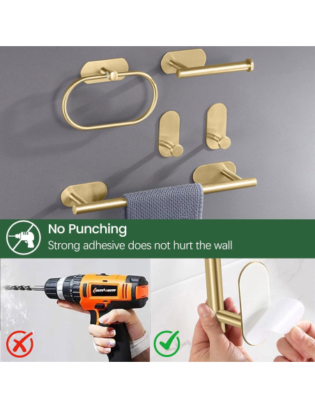 Juego de Accesorios de Baño HOHOWU 4 Piezas Oro Cepillado Juego de Accesorios de Baño HOHOWU 4 Piezas Oro Cepillado