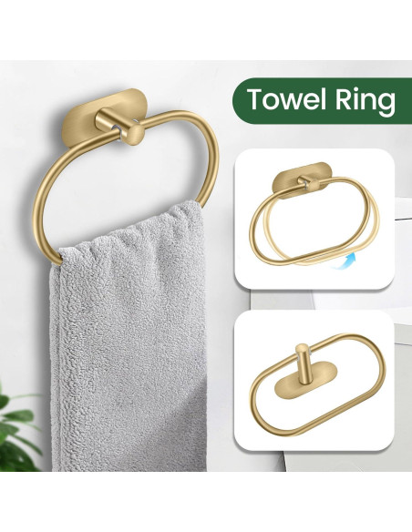 Juego de Accesorios de Baño HOHOWU 4 Piezas Oro Cepillado Juego de Accesorios de Baño HOHOWU 4 Piezas Oro Cepillado