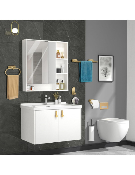 Juego de Accesorios de Baño HOHOWU 4 Piezas Oro Cepillado Juego de Accesorios de Baño HOHOWU 4 Piezas Oro Cepillado