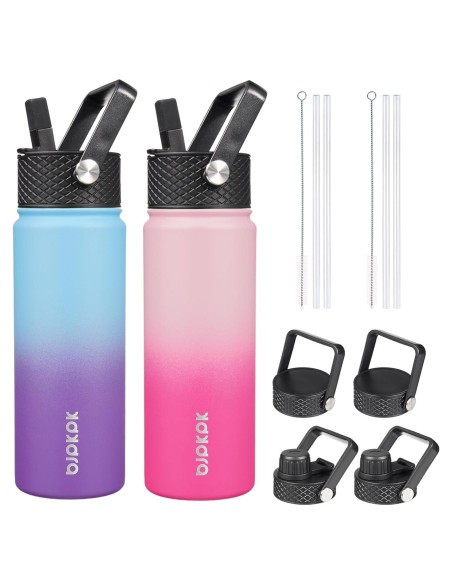 Botellas de Agua Aisladas BJPKPK 22oz 2 Pack BPA Libre Botellas de Agua Aisladas BJPKPK 22oz 2 Pack BPA Libre