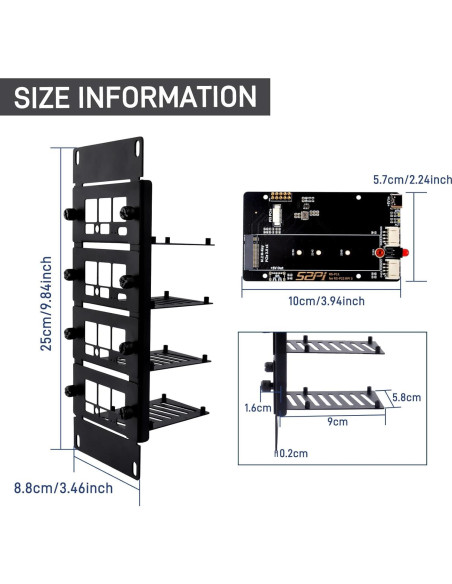 Soporte de Rack 2U GeeekPi para Raspberry Pi 5 con Adaptadores M.2 NVMe Soporte de Rack 2U GeeekPi para Raspberry Pi 5 con Adaptadores M.2 NVMe