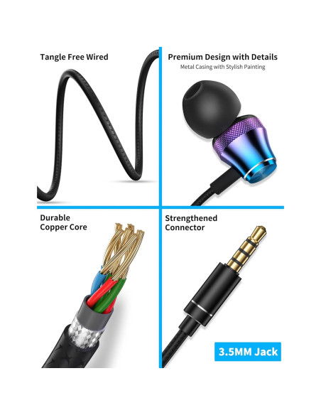 Auriculares con cable AFGHOA 3.5mm HiFi para Samsung y más Auriculares con cable AFGHOA 3.5mm HiFi para Samsung y más