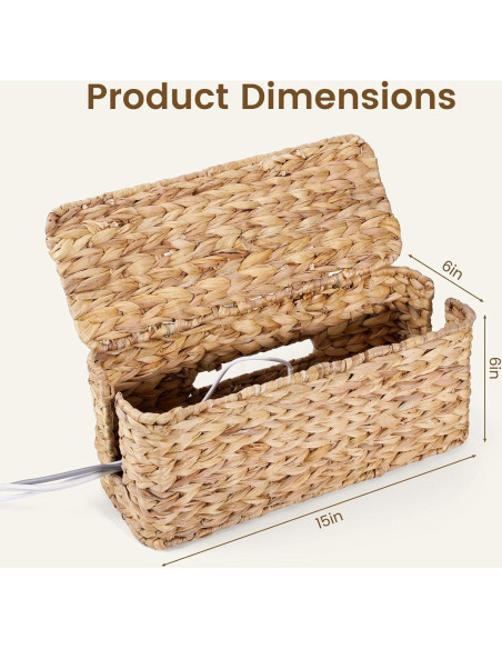 Caja Organizadora de Cables GTian - Juncos Naturales 40x19cm Caja Organizadora de Cables GTian - Juncos Naturales 40x19cm