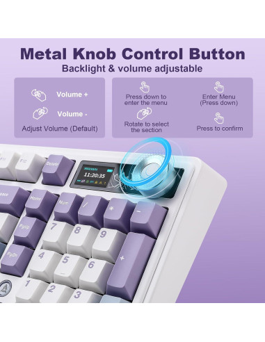 Teclado Mecánico AJAZZ AK980 Inalámbrico RGB 98% Púrpura