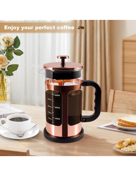 Cafetera Prensa Francesa RealPero 1000ml Oro Rosa Sin BPA Cafetera Prensa Francesa RealPero 1000ml Oro Rosa Sin BPA