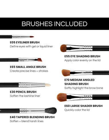 Conjunto de Brochas de Maquillaje para Ojos Sigma Beauty - 7 Piezas