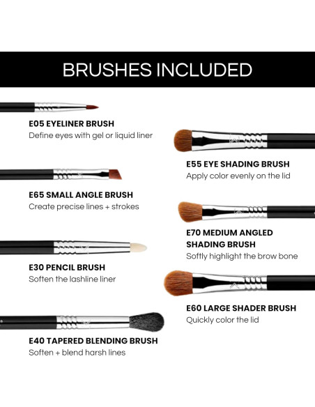 Conjunto de Brochas de Maquillaje para Ojos Sigma Beauty - 7 Piezas Conjunto de Brochas de Maquillaje para Ojos Sigma Beauty - 7 Piezas