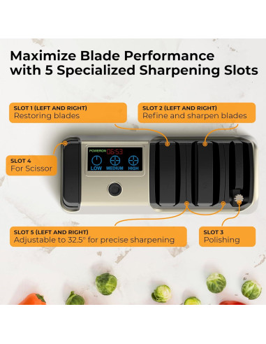 Afilador eléctrico de cuchillos Stellagro 5-en-1 con LCD