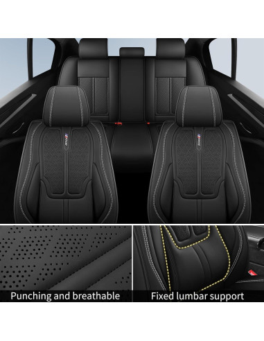 Cubiertas de Asiento de Coche QHYBCK para Toyota Yaris 2012-2018, Negro