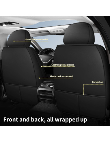 Cubiertas de Asiento de Coche QHYBCK para Toyota Yaris 2012-2018, Negro
