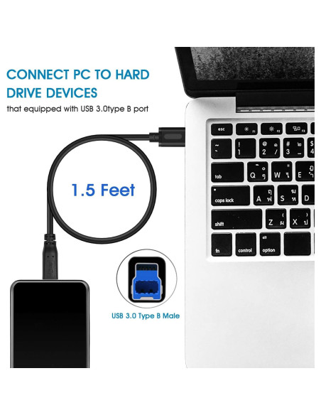 Cable USB 3.0 A Macho a B Macho 8M Jelly Tang - Transferencia 5Gbps Cable USB 3.0 A Macho a B Macho 8M Jelly Tang - Transferencia 5Gbps