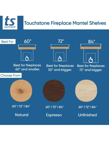 Manto Flotante Touchstone 60" Espresso Rústico para Chimenea
