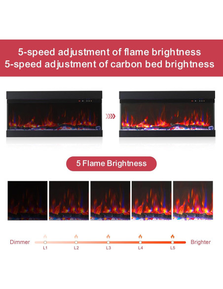 Chimenea eléctrica empotrada Mexhom 91.44 cm 12 colores llama Chimenea eléctrica empotrada Mexhom 91.44 cm 12 colores llama