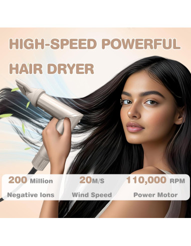 Cepillo Secador de Cabello 8 en 1 AKJ - 1500W, 110,000 RPM