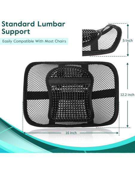Soporte Lumbar de Malla Samyoung Ajustable para Espalda 39.9x30.5cm Soporte Lumbar de Malla Samyoung Ajustable para Espalda 39.9x30.5cm