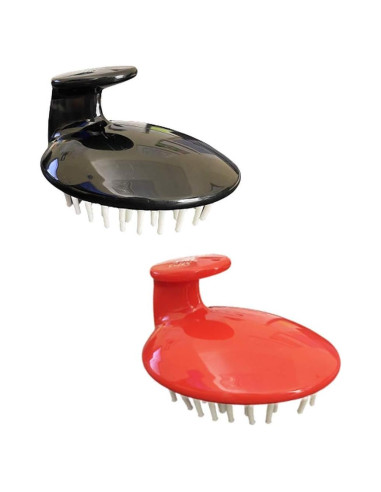 Cepillo Masajeador de Cuero Cabelludo GBS 10cm, Negro y Rojo