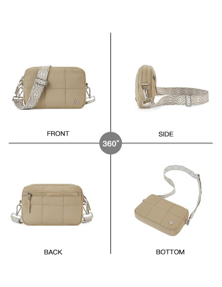 Bolso Cruzado Telena para Mujeres Caqui Acolchado 22.86x15.24cm Bolso Cruzado Telena para Mujeres Caqui Acolchado 22.86x15.24cm