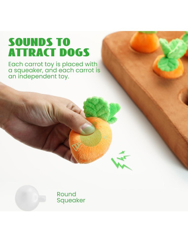 Juguete Interactivo para Perros Nocciola 12 Zanahorias Squeaky