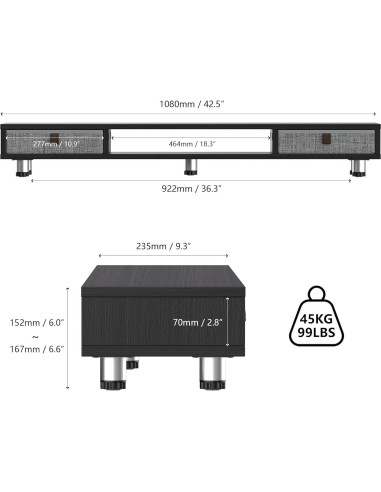 Soporte Doble para Monitores Fenge con Cajones, 108 cm