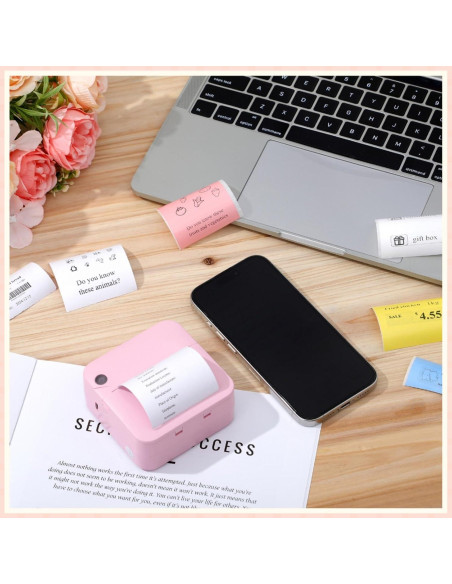 Impresora Térmica Portátil Relaxweex HAT Rosa con 12 Rollos Impresora Térmica Portátil Relaxweex HAT Rosa con 12 Rollos