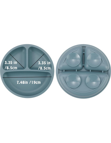 Juego de Alimentación PandaEar Bebés 3 Platos y 3 Cucharas Silicona