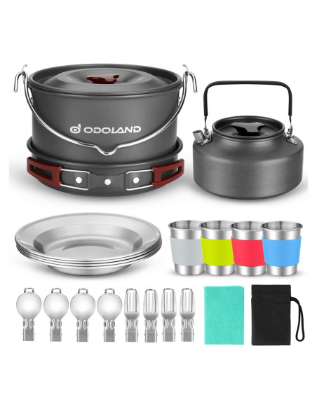Kit de Cocina Camping Odoland 22 Piezas para 4 Personas Kit de Cocina Camping Odoland 22 Piezas para 4 Personas