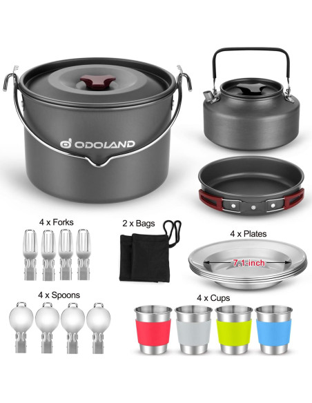 Kit de Cocina Camping Odoland 22 Piezas para 4 Personas Kit de Cocina Camping Odoland 22 Piezas para 4 Personas